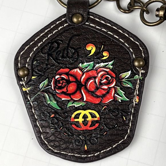 Vtg Red by Marc Ecko Sz 7"x5"x2" Handbag Clutch Buckles Brown Roses Crown Birds - Picture 9 of 16